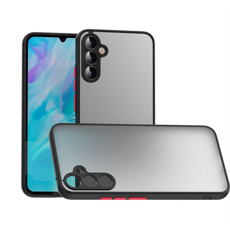 Samsung Galaxy A54 Kılıf Mat Kamera Korumalı Renkli Tuşlu Sert Silikon Kapak (HUX) Lacivert