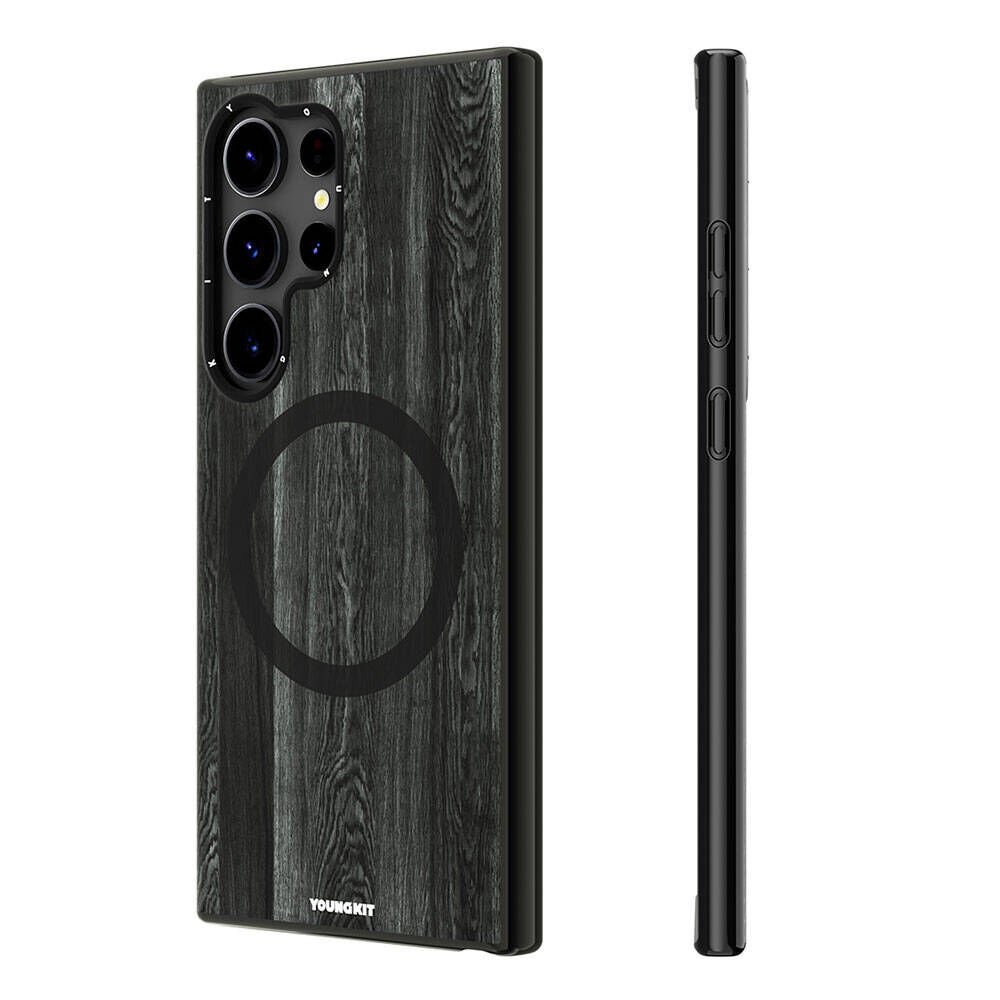 Samsung Galaxy S24 Ultra Kılıf Magsafe Şarj Özellikli Sararmaya Dayanıklı Youngkit Wood Forest Serisi Kapak