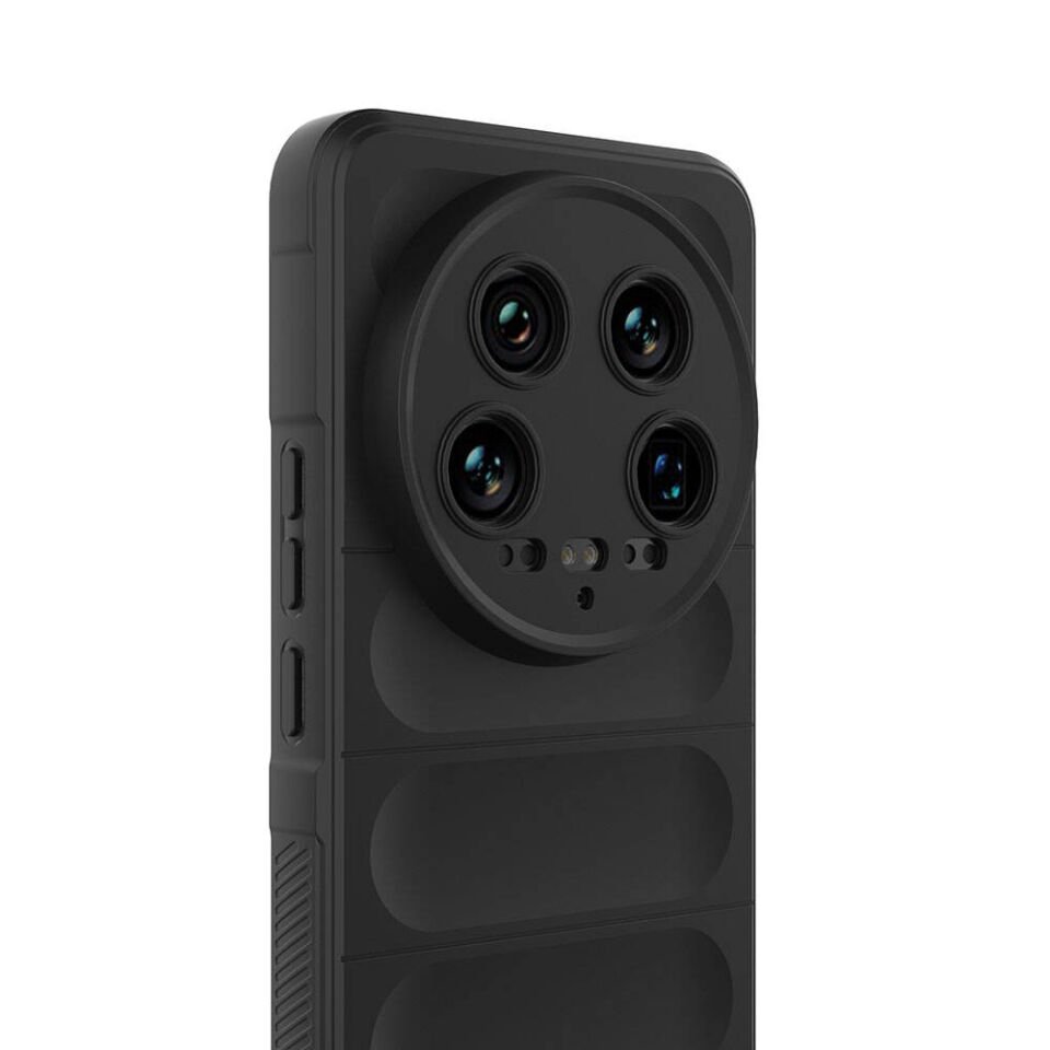 Xiaomi Mi 14 Ultra Kılıf Esnek TPU Oyuklu Arka Yüzey Tasarımlı Silikon Kapak (Etnik) Siyah