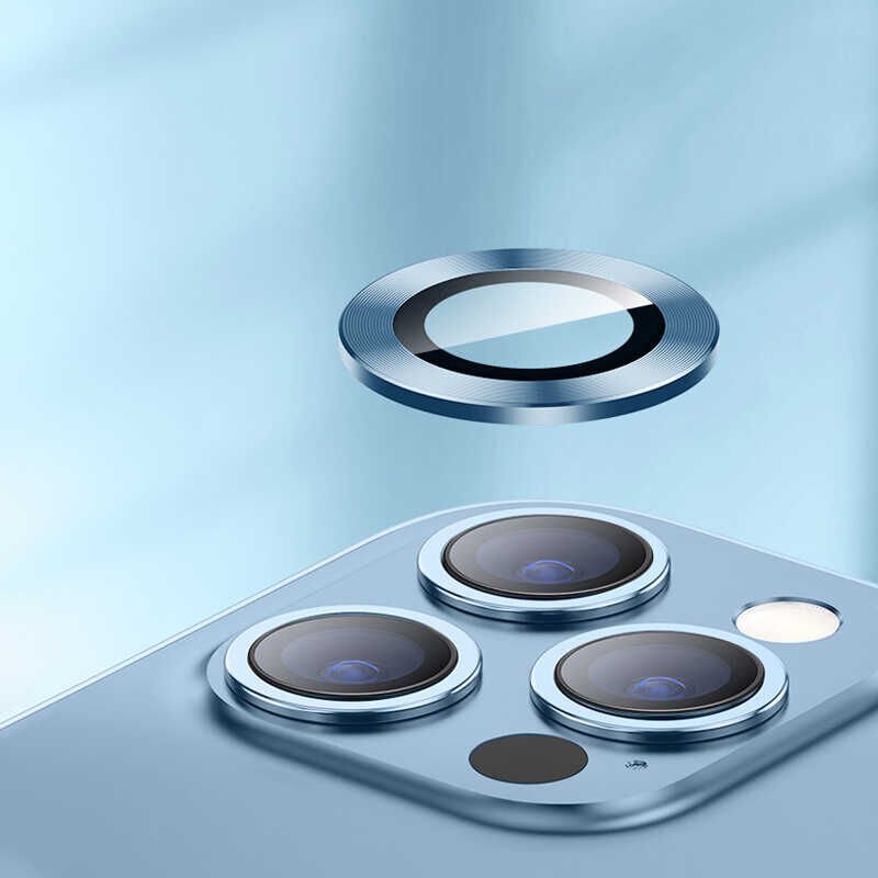 Apple iPhone 13 Pro Kamera Lens Koruyucu Kolay Takma Aparatlı (CL-04) Gold