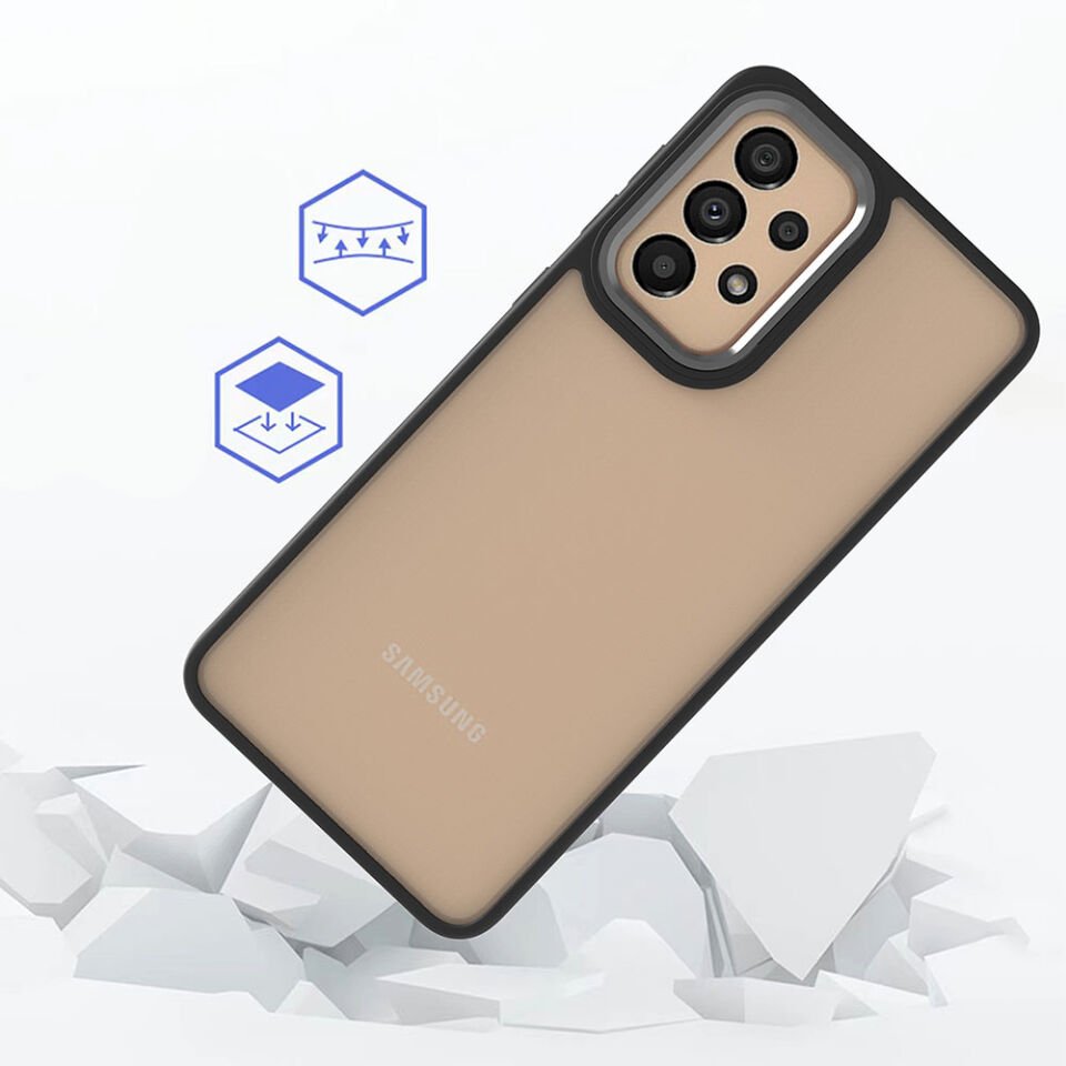 Samsung Galaxy A73 Kılıf Kamera Çıkıntılı Arkası Şeffaf Hassas Tuşlu Kenarlı Kapak (Flora) Mavi