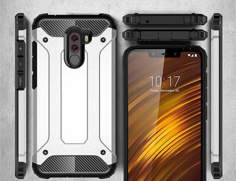 Xiaomi Pocophone F1 Kılıf Armor Köşe Korumalı Çift Katman Tank Zırh Kapak (CRASH) Kırmızı