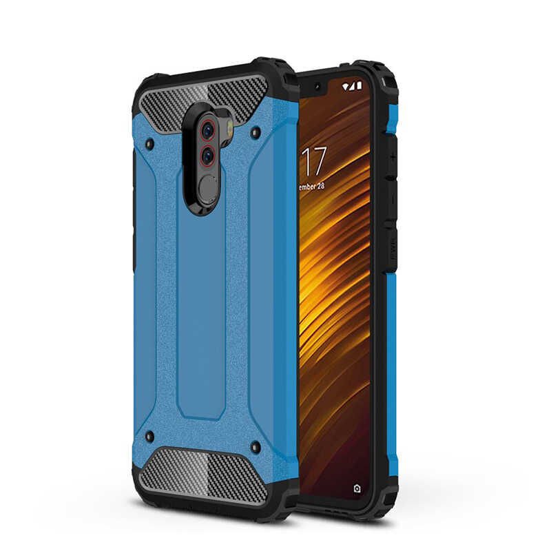 Xiaomi Pocophone F1 Kılıf Armor Köşe Korumalı Çift Katman Tank Zırh Kapak (CRASH) Gri
