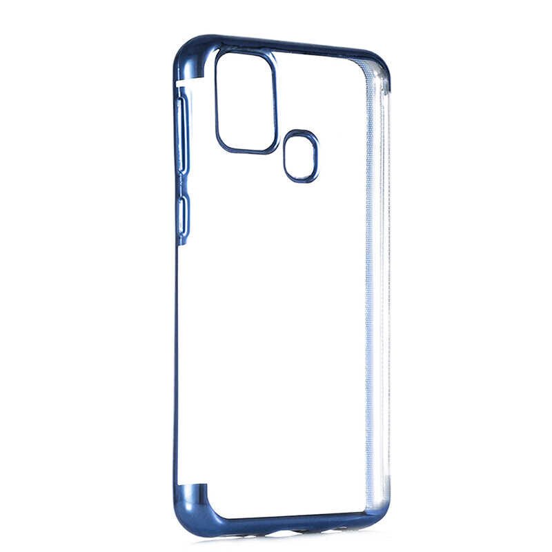 Samsung Galaxy M31 Kılıf Dört Köşe Renkli Lazer Şeffaf Silikon Kapak (GLİTTER) Siyah