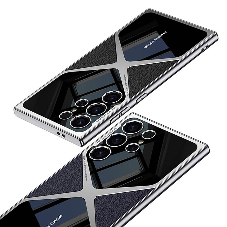 Samsung Galaxy S23 Ultra Kılıf Ultra İnce Kamera Korumalı PC + Deri Arka Yüzey HEPTEKİLETİŞİM X-Pro Kapak