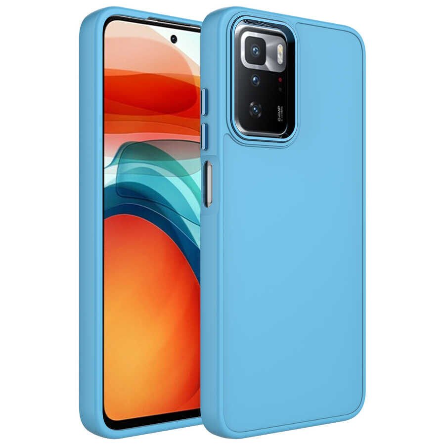 Xiaomi Redmi 10 Kılıf Metal Çerçeveli Hassas Butonlu Renkli İçi Kadife Lansman Kapak (LUNA) Lacivert