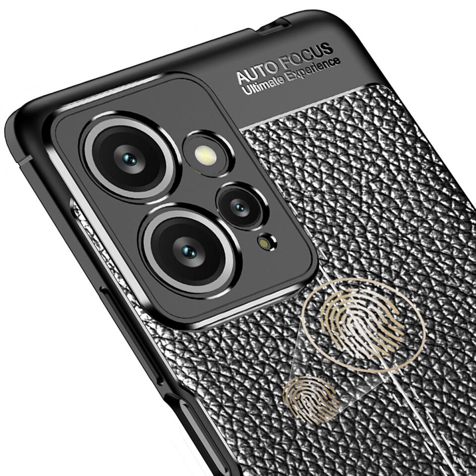 Xiaomi Redmi Note 12 4G Kılıf Deri Görünümlü Renk Atmayan Dayanaklı Silikon Kapak (NİSS) Siyah