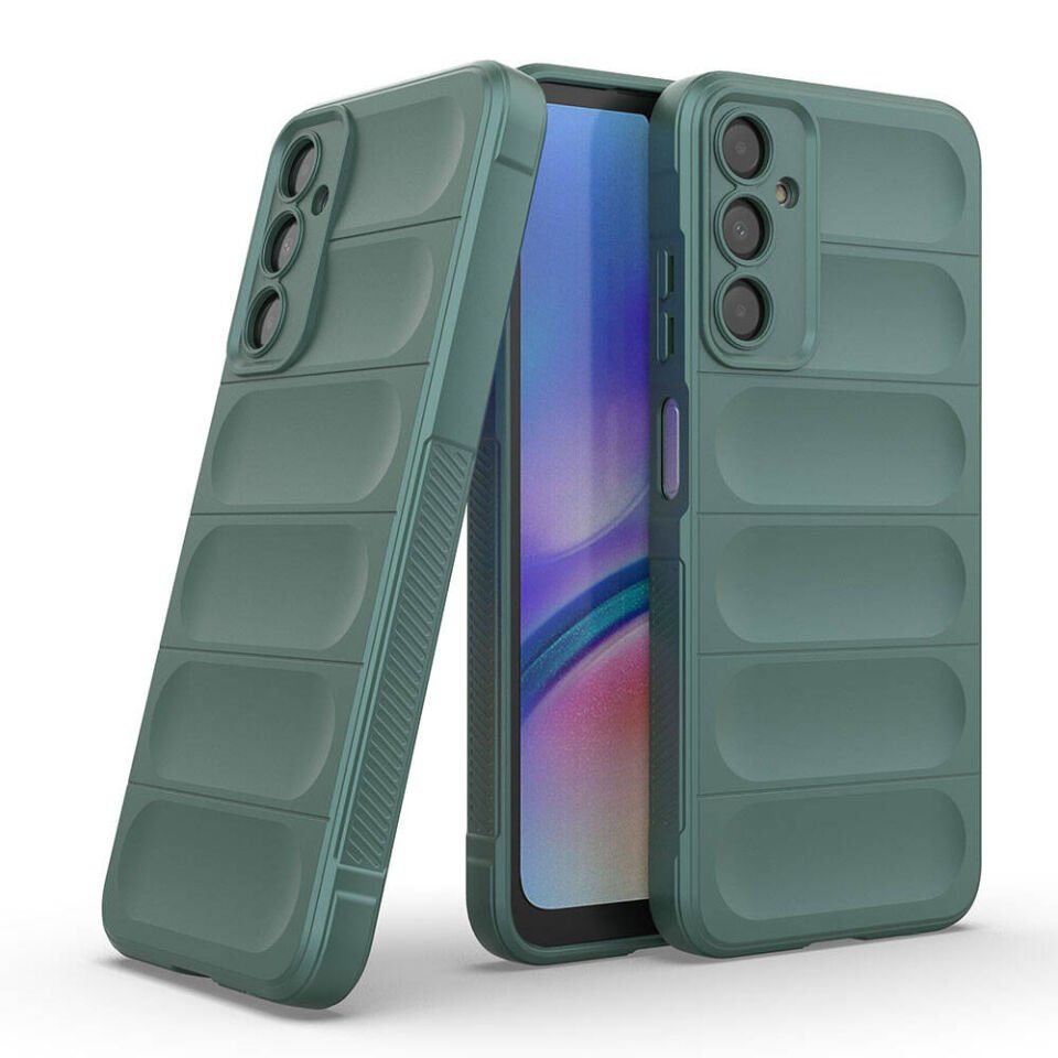 Samsung Galaxy A05S Kılıf Esnek TPU Oyuklu Arka Yüzey Tasarımlı Silikon Kapak (Etnik) Koyu Yeşil