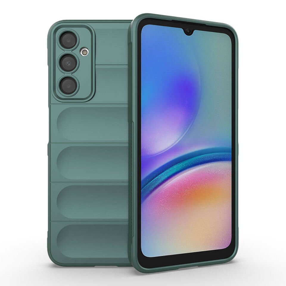 Samsung Galaxy A05S Kılıf Esnek TPU Oyuklu Arka Yüzey Tasarımlı Silikon Kapak (Etnik) Koyu Yeşil