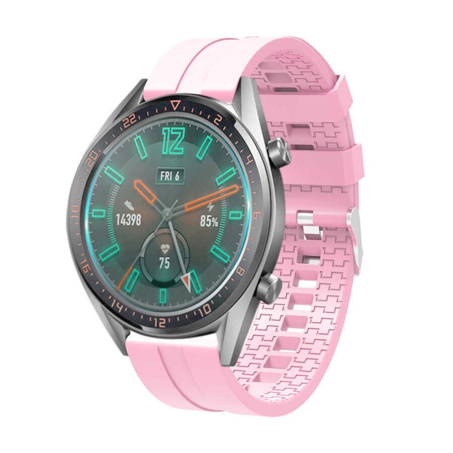 Huawei Watch GT 3 46mm (22mm) Silikon Kordon Esnek Yapılı Tasarım (KRD-23) Pembe