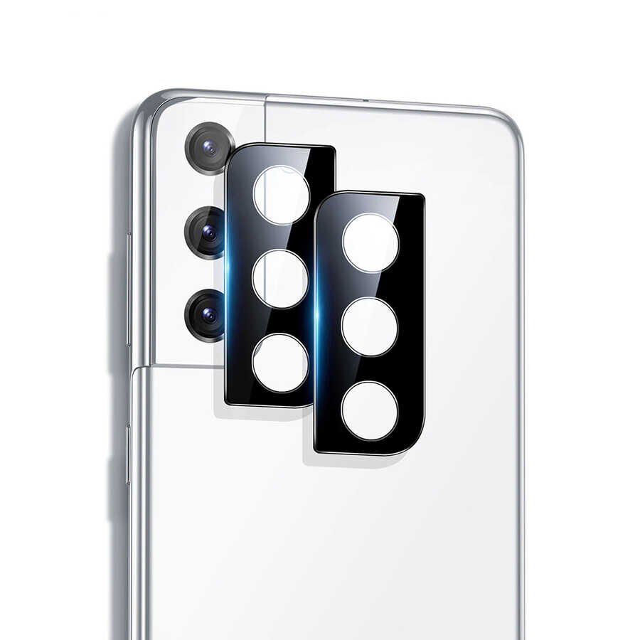 Samsung Galaxy S21 FE Kamera Lens Koruyucu Siyah Çerçeveli Korunaklı (3D K.C) Siyah