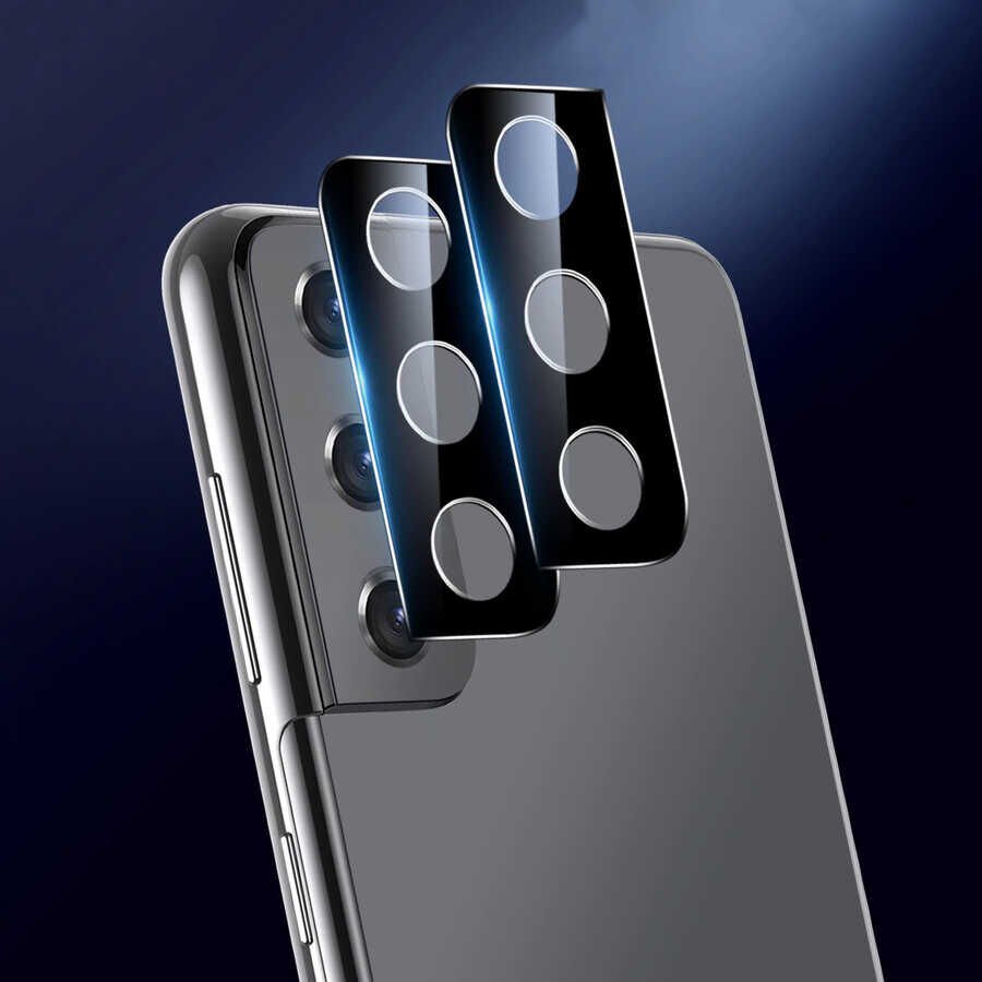 Samsung Galaxy S21 FE Kamera Lens Koruyucu Siyah Çerçeveli Korunaklı (3D K.C) Siyah