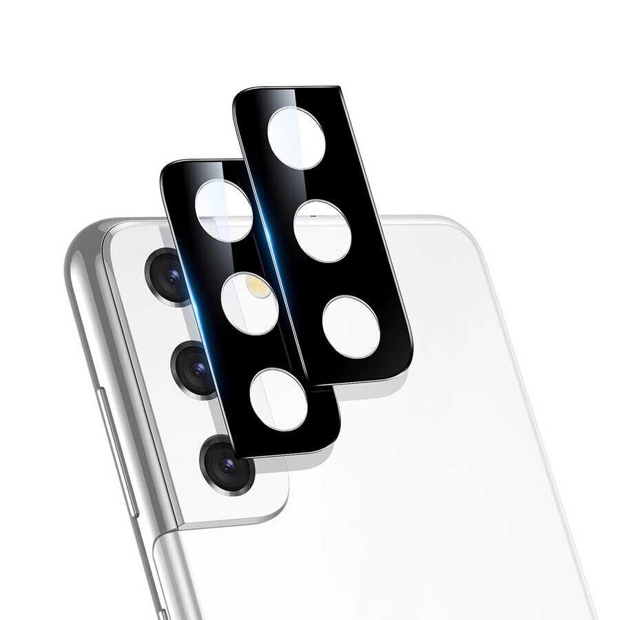 Samsung Galaxy S21 FE Kamera Lens Koruyucu Siyah Çerçeveli Korunaklı (3D K.C) Siyah