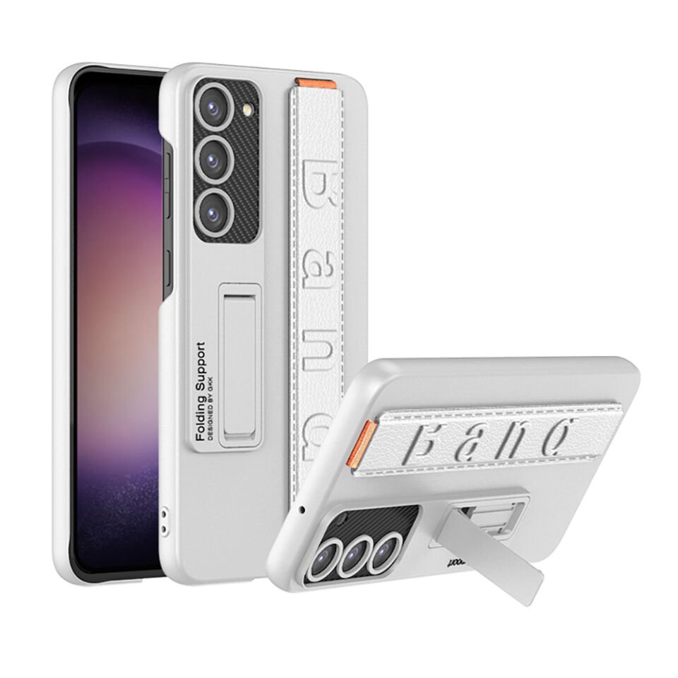 Galaxy S23 Plus Kılıf Kamera Korumalı Standlı El Geçmeli Tutamaçlı Ultra İnce Kapak (BAND) Koyu Yeşil