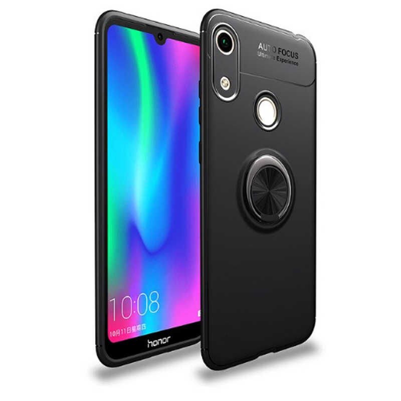 Huawei Honor 8A Kılıf Kamera Çıkıntılı Renkli Yüzüklü Standlı Mıknatıslı Kapak (RAVEL) Mavi