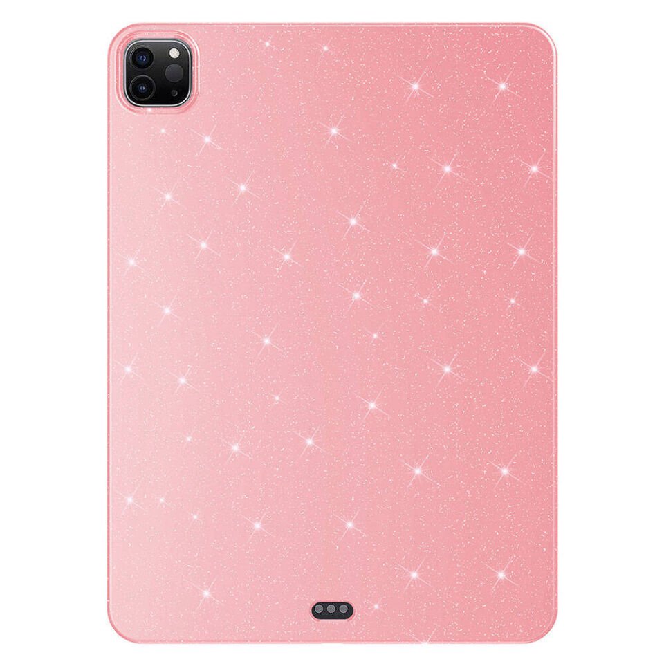 Apple iPad Pro 11 2020 (2.Nesil) Kılıf Kamera Korumalı Simli Renkli Parlak Silikon Kapak (Koton) Pembe
