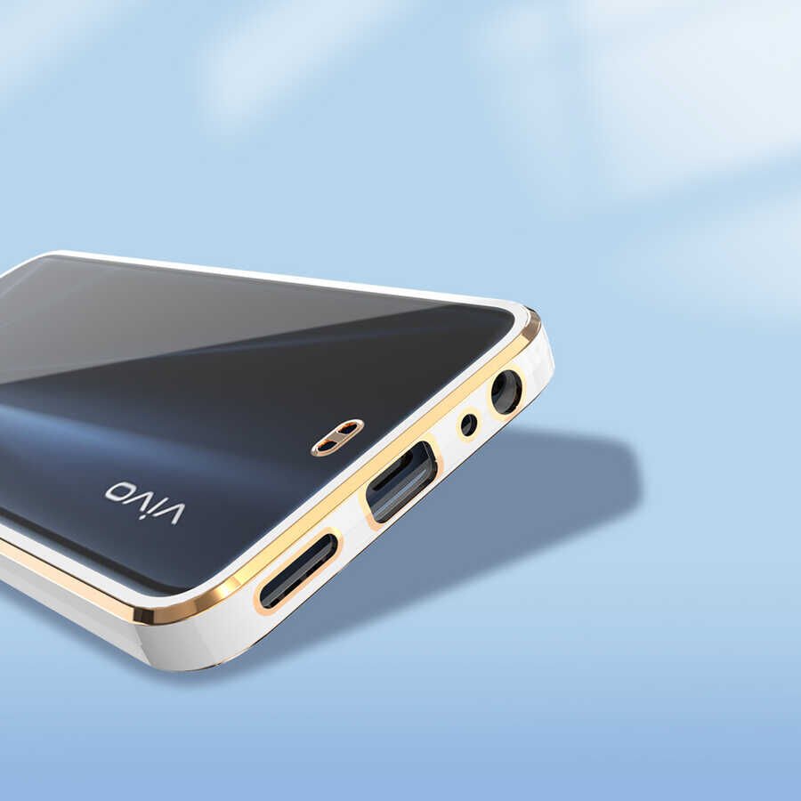 Vivo Y20S Kılıf Parlak Kenarlı Altın İşlemeli Kamera Korumalı Kapak (Voit c.) Yeşil