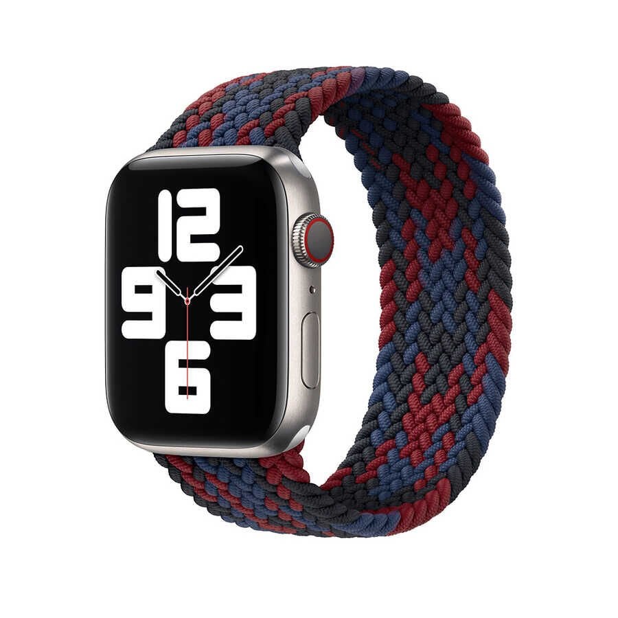 Apple Watch Ultra 49mm Kordon Wiwu Braided Solo Loop Contrast Color Medium Strap Kayış