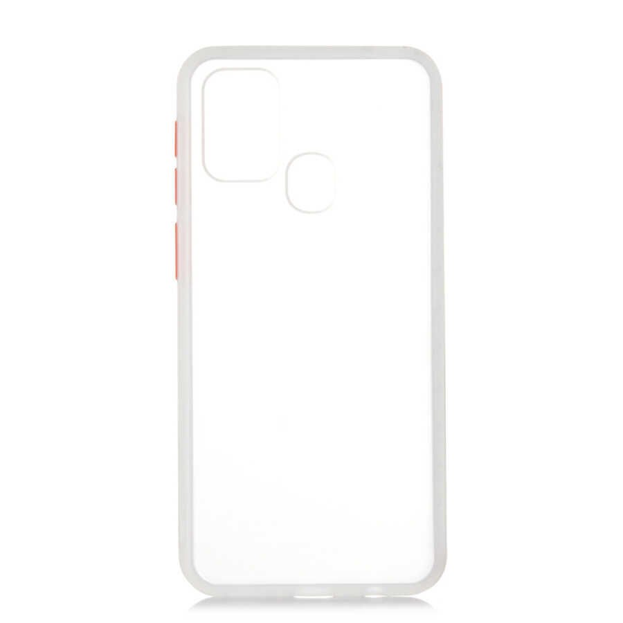Samsung Galaxy M31 Kılıf Mat Parmak İzi Yapmaz Renkli Tuşlu Sert Silikon Kapak (fri) Renksiz