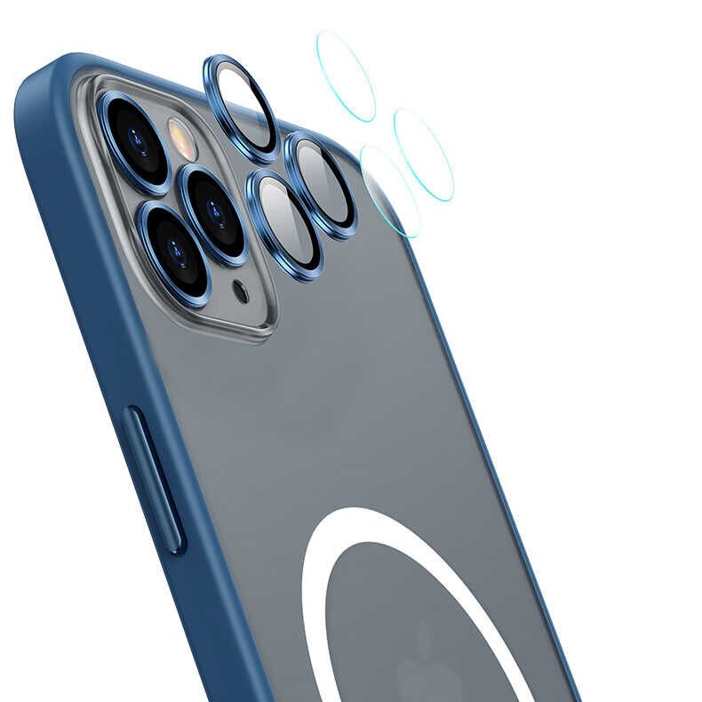 Apple  iPhone 12 Pro Max Kılıf Lens Koruyuculu Tacsafe Destekli Kenarları Renkli Mat  Kapak (MOKKA) Lila