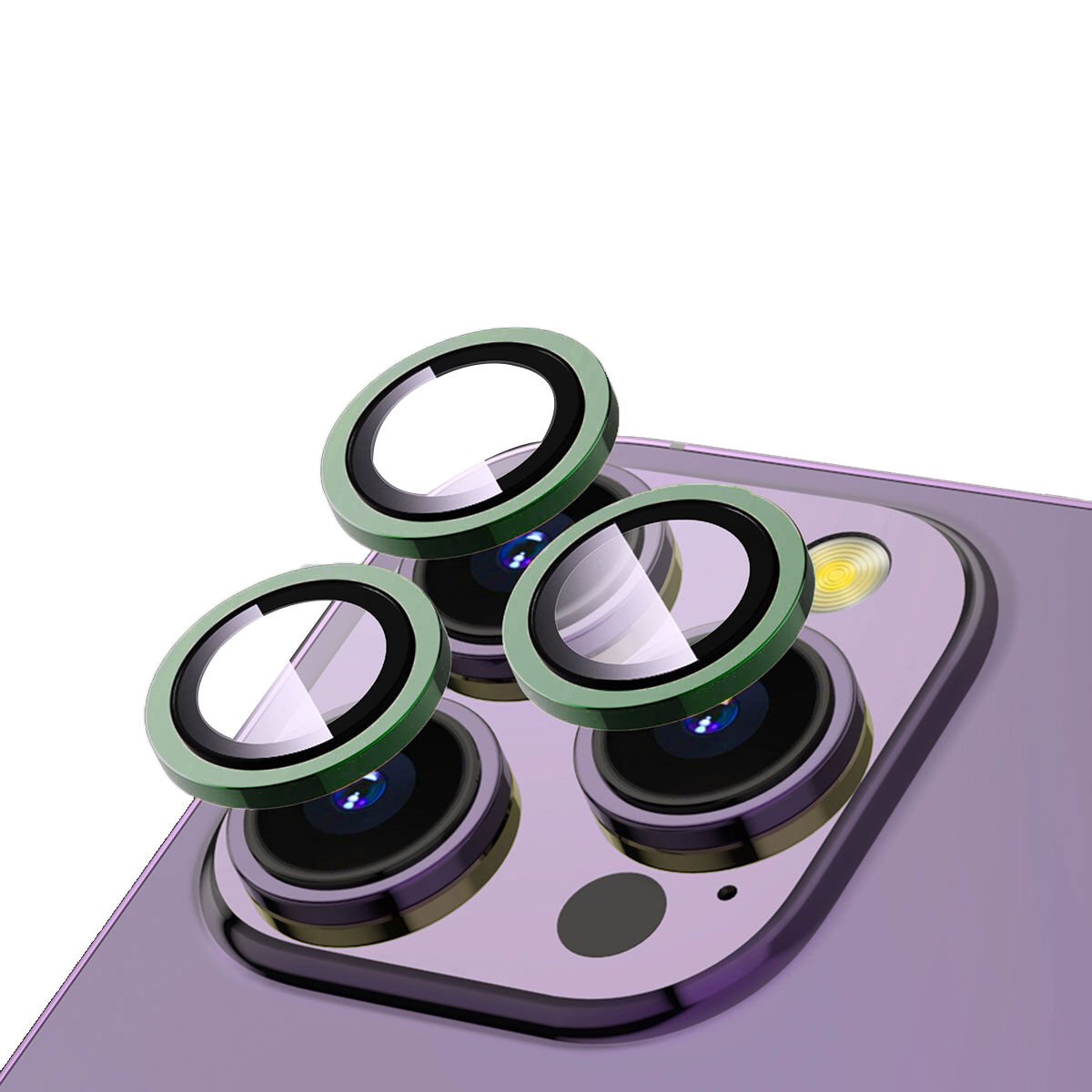 Apple iPhone 13 Pro Safir Kamera Lens Koruyucu (KOLAY TAKMA APARATLI) CL-12 Yeşil