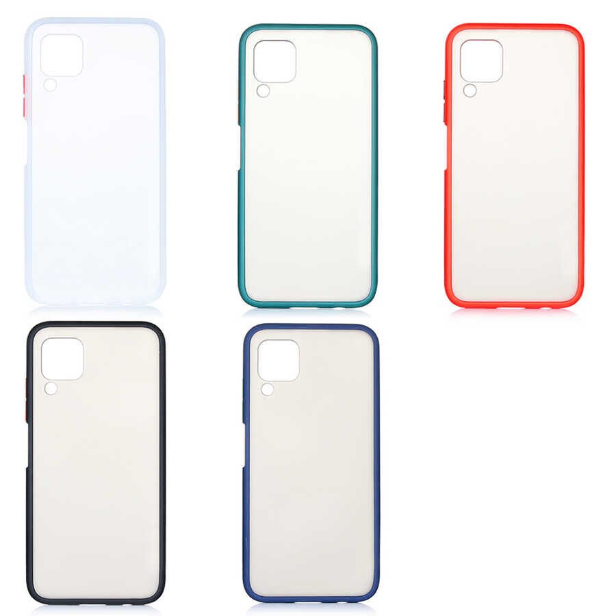 Huawei P40 Lite Kılıf Mat Parmak İzi Yapmaz Renkli Tuşlu Sert Silikon Kapak (fri) Siyah