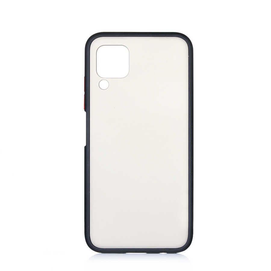 Huawei P40 Lite Kılıf Mat Parmak İzi Yapmaz Renkli Tuşlu Sert Silikon Kapak (fri) Siyah