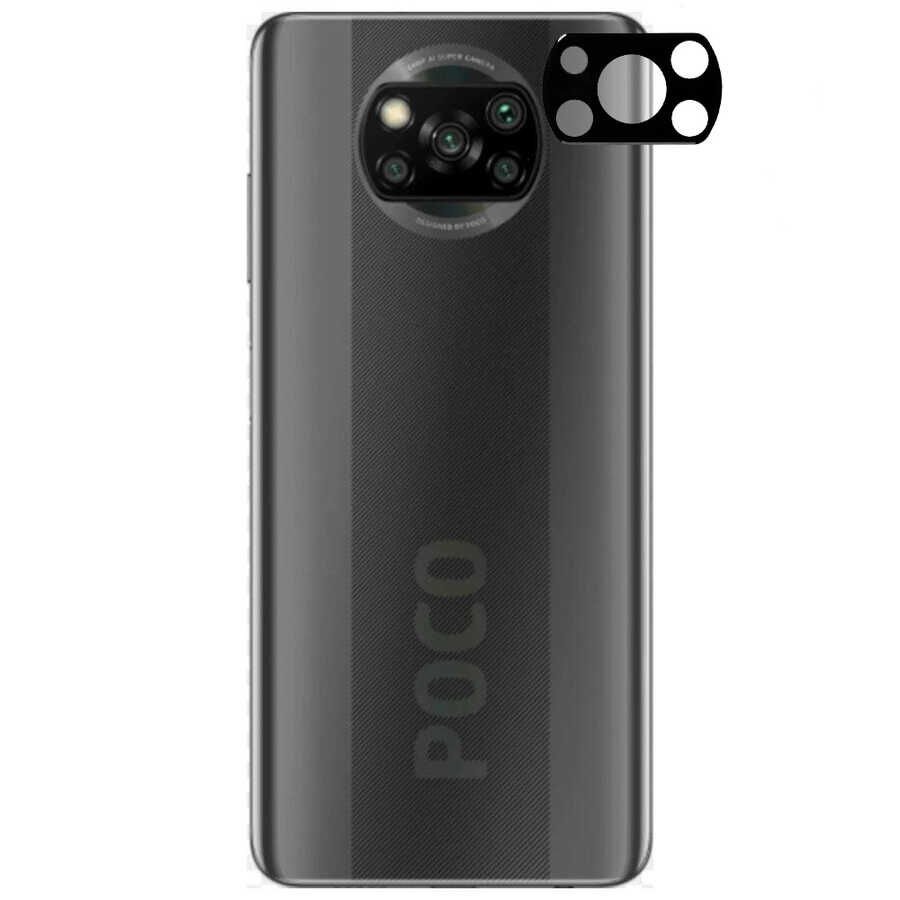 Xiaomi Poco X3 Kamera Lens Koruyucu Siyah Çerçeveli Korunaklı (3D K.C) Siyah