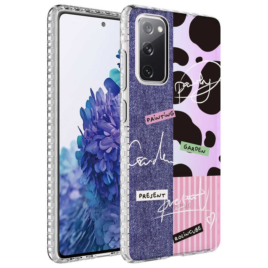 Samsung Galaxy S20 FE Kılıf Kamera Çıkıntılı Airbag Kenarlı Darbe Emici Desenli Kapak (ELEGANS) NO8