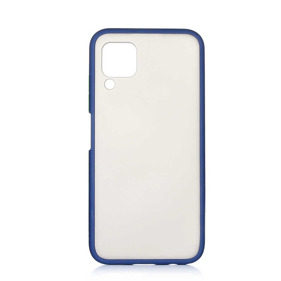 Huawei P40 Lite Kılıf Mat Parmak İzi Yapmaz Renkli Tuşlu Sert Silikon Kapak (fri) Lacivert