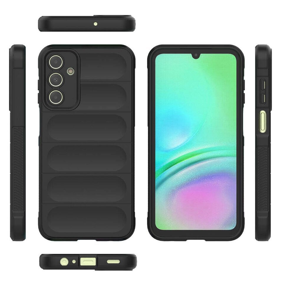 Samsung Galaxy A15 Kılıf Esnek TPU Oyuklu Arka Yüzey Tasarımlı Silikon Kapak (Etnik) Siyah