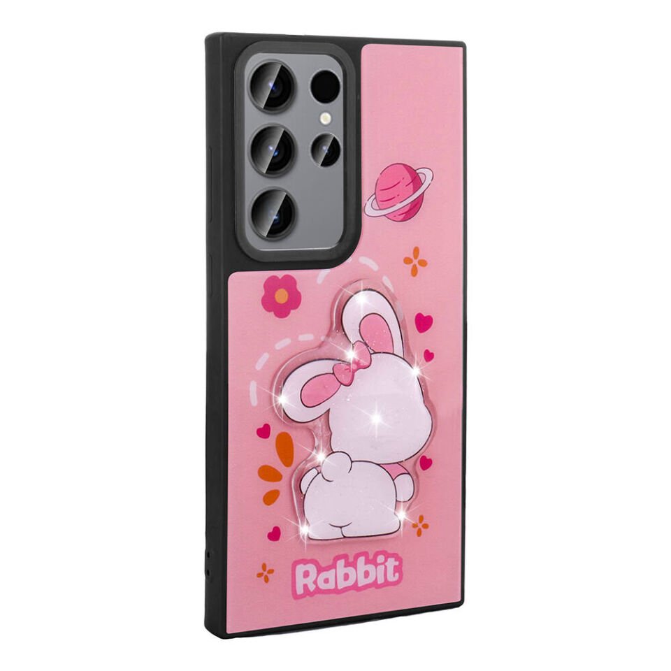 Samsung Galaxy S22 Ultra Kılıf Parlayan Kabartmalı İkonik Figürlü Silikon Kapak (Amas) Mor