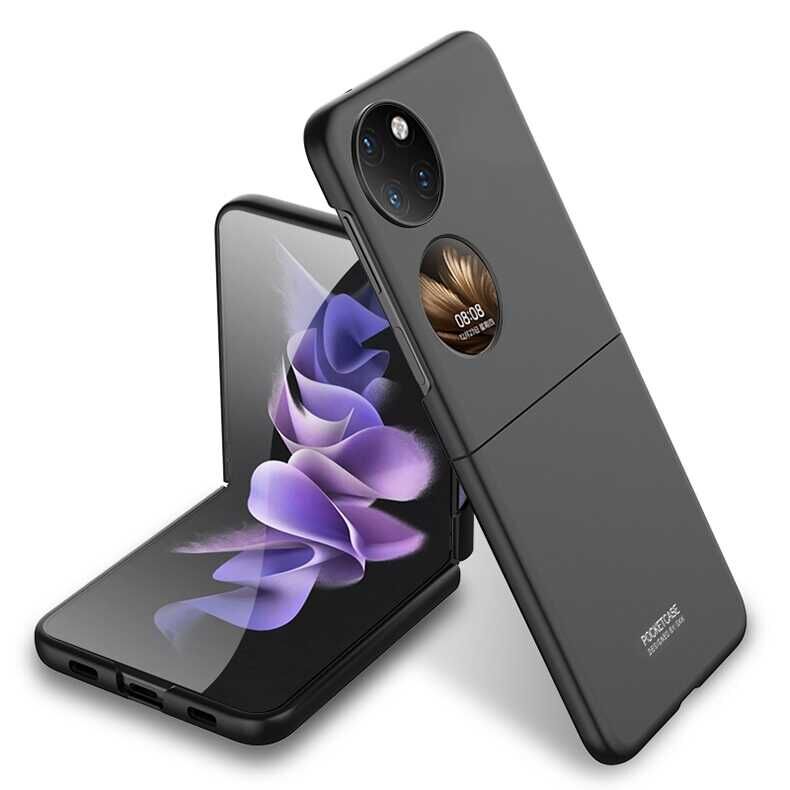 Huawei P50 Pocket Kılıf Mat Görünümlü Ultra İnce Sert Kıpta Kapak Siyah