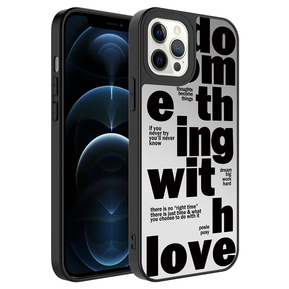 Apple iPhone 12 Pro Kılıf Aynalı Desenli Kamera Korumalı Parlak HEPTEKİLETİŞİM Mirror Kapak