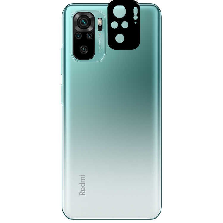 Xiaomi Redmi Note 10 Kamera Lens Koruyucu Siyah Çerçeveli Korunaklı (3D K.C) Siyah