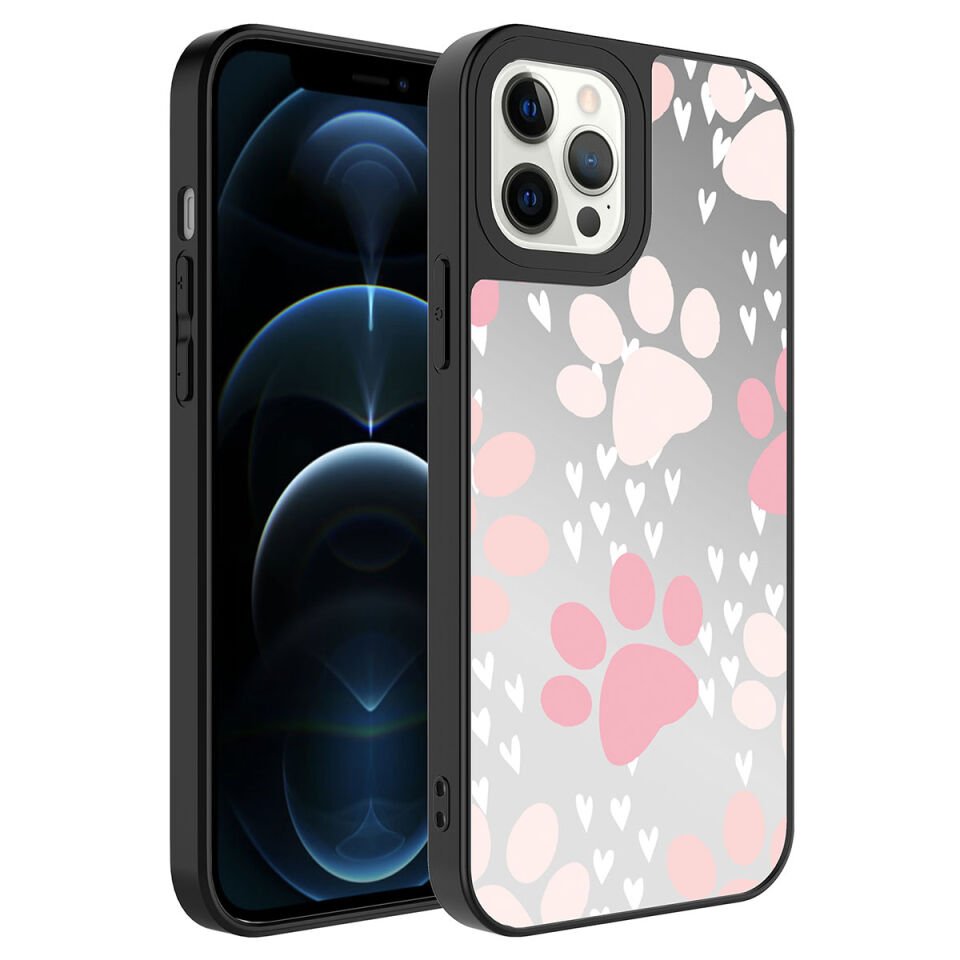 Apple iPhone 12 Pro Max Kılıf Aynalı Desenli Kamera Korumalı Parlak HEPTEKİLETİŞİM Mirror Kapak