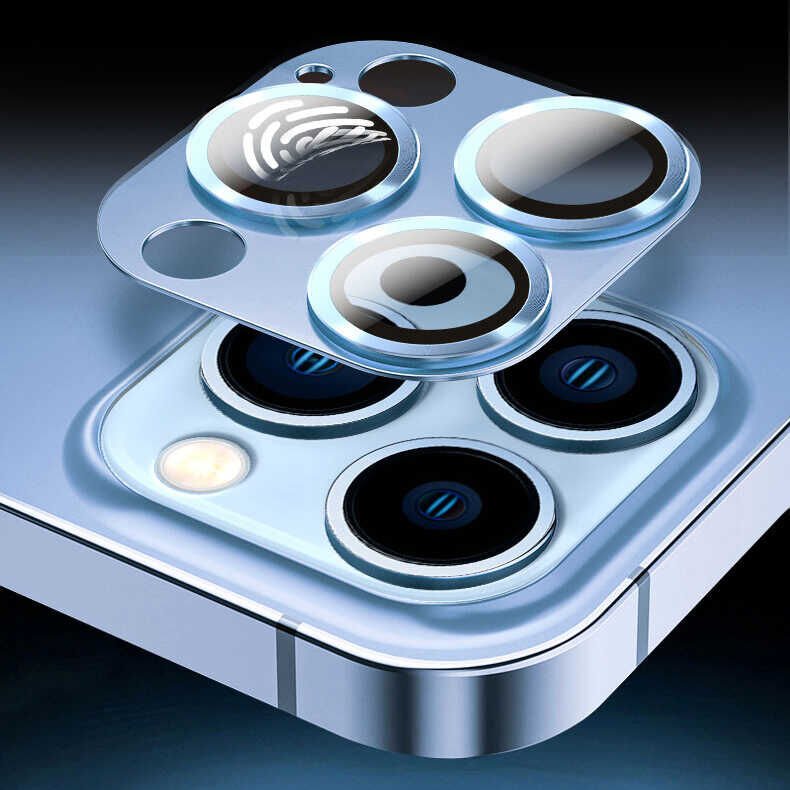 Apple iPhone 13 Mini Kamera Lens Koruyucu Kolay Takma Aparatlı Metal Malzemeli (CL-03) Siyah