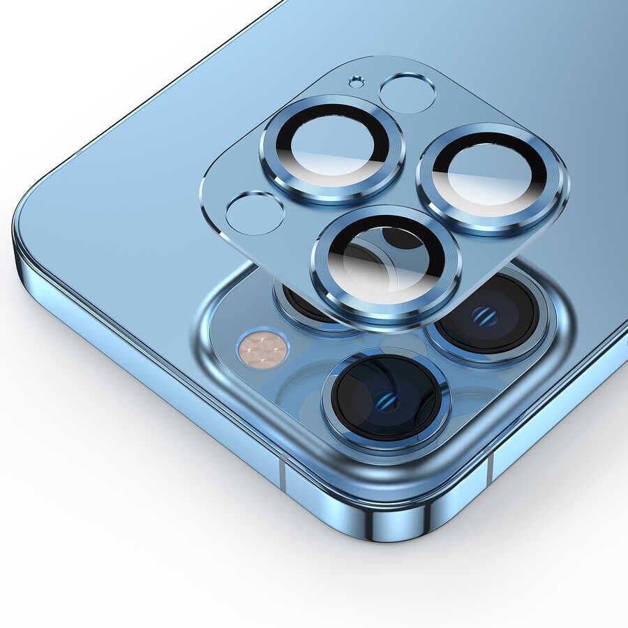 Apple iPhone 13 Mini Kamera Lens Koruyucu Kolay Takma Aparatlı Metal Malzemeli (CL-03) Siyah
