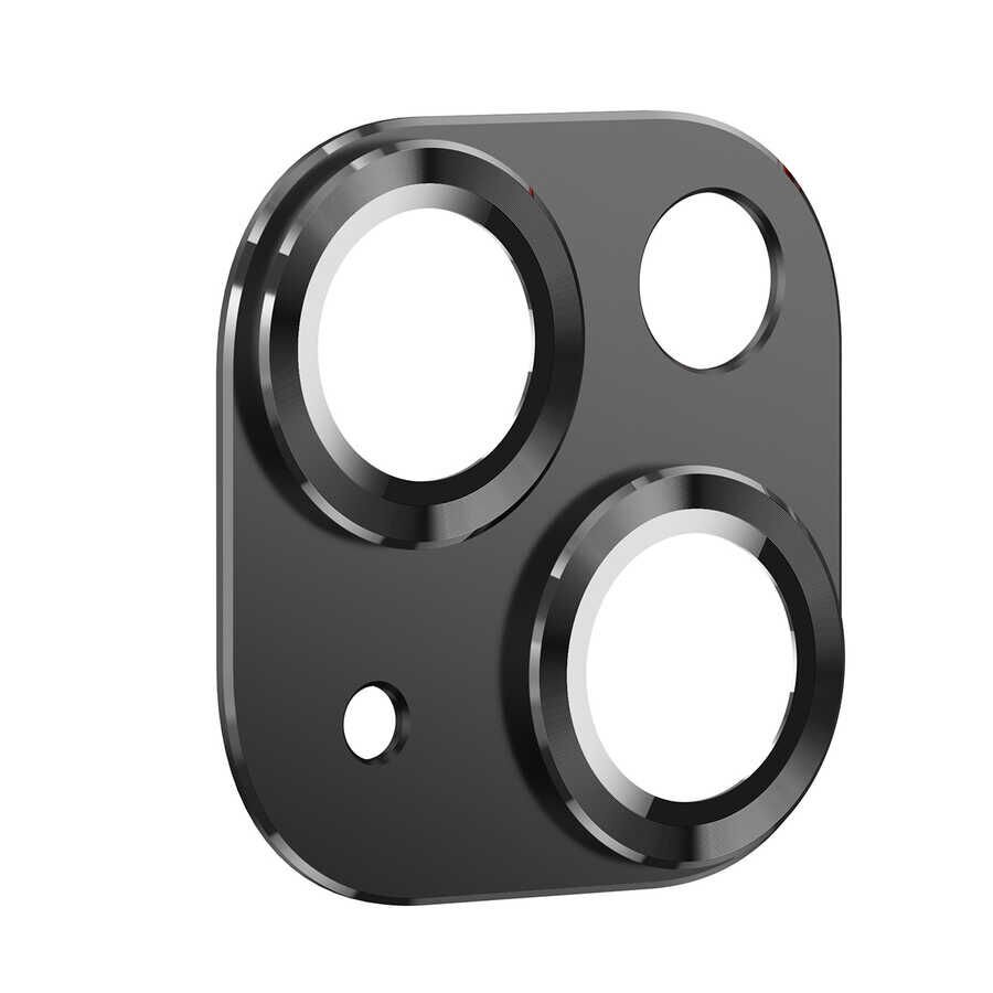 Apple iPhone 13 Mini Kamera Lens Koruyucu Kolay Takma Aparatlı Metal Malzemeli (CL-03) Siyah