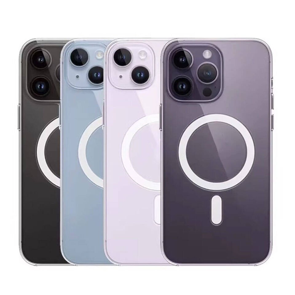 Apple iPhone 15 Pro Kılıf Magsafe Wireless Şarj Destekli Sert Şeffaf Darbe Emici Kapak (EMBOS) Renksiz