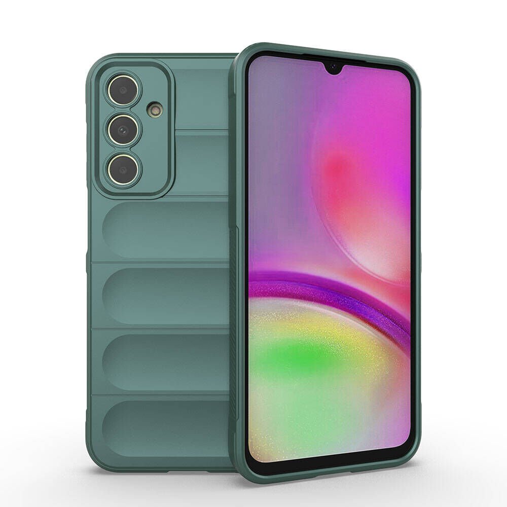 Samsung Galaxy A25 Kılıf Esnek TPU Oyuklu Arka Yüzey Tasarımlı Silikon Kapak (Etnik) Koyu Yeşil