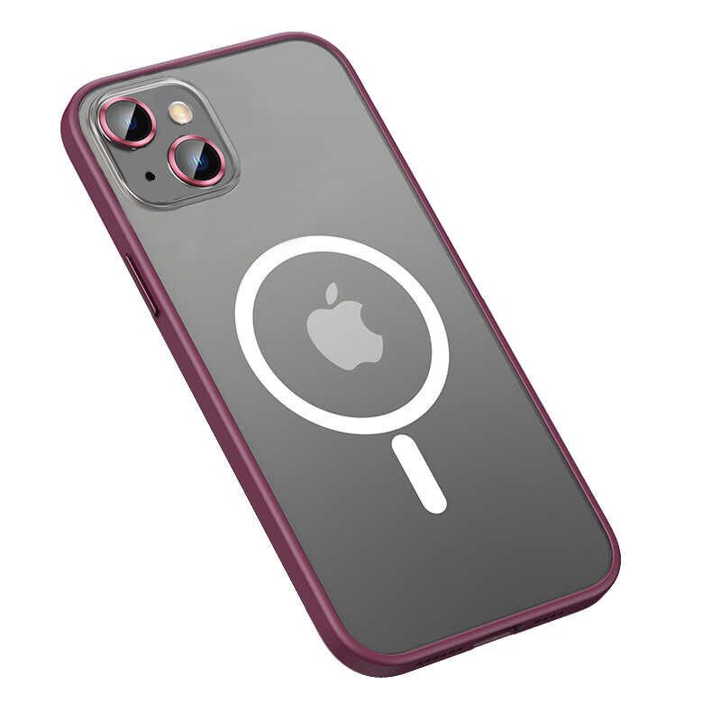 Apple  iPhone 13 Kılıf Lens Koruyuculu Tacsafe Destekli Kenarları Renkli Mat  Kapak (MOKKA) Lacivert