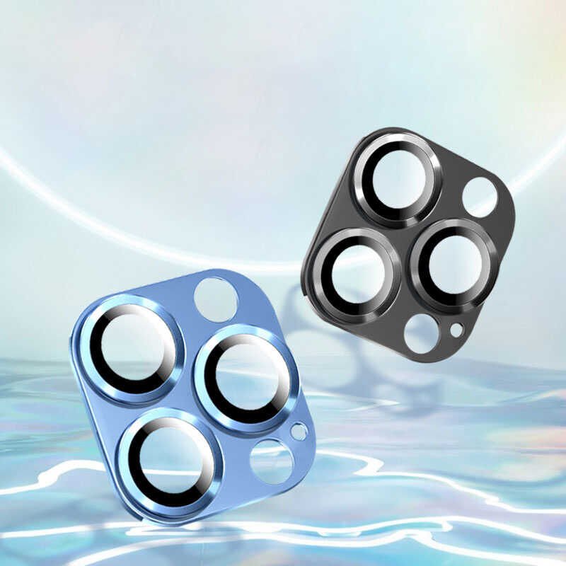 Apple iPhone 13 Pro Max Kamera Lens Koruyucu Kolay Takma Aparatlı Metal Malzemeli (CL-03) Siyah