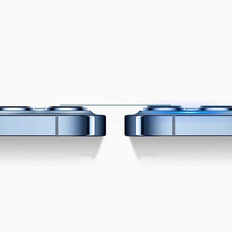 Apple iPhone 13 Pro Max Kamera Lens Koruyucu Kolay Takma Aparatlı Metal Malzemeli (CL-03) Mavi