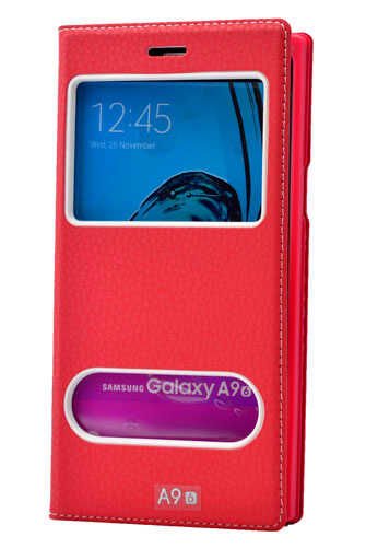 Samsung Galaxy A9 2016 Kapaklı Kılıf Mıknatıslı 360 Tam Korumalı (DOLCE) Kırmızı