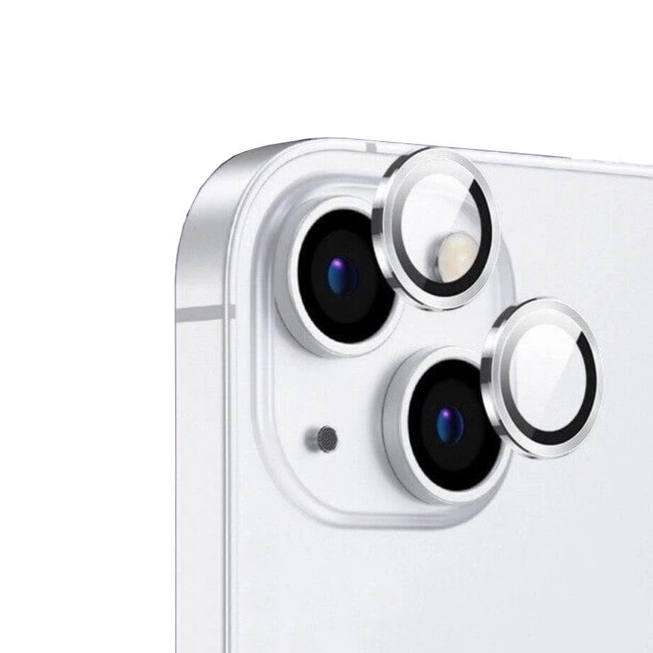 Apple iPhone 14 Safir Kamera Lens Koruyucu (KOLAY TAKMA APARATLI) CL-12 Gümüş