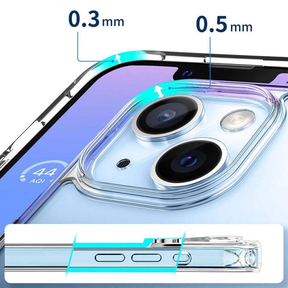 Apple iPhone 15 Plus Kılıf Magsafe Wireless Şarj Destekli Sert Şeffaf Darbe Emici Kapak (EMBOS) Renksiz