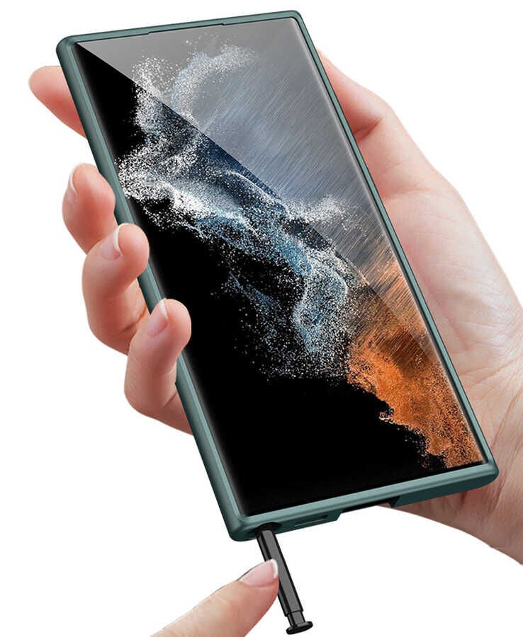 Samsung Galaxy S22 Ultra Kılıf Mat Görünümlü Ultra İnce Sert Kıpta Kapak Siyah