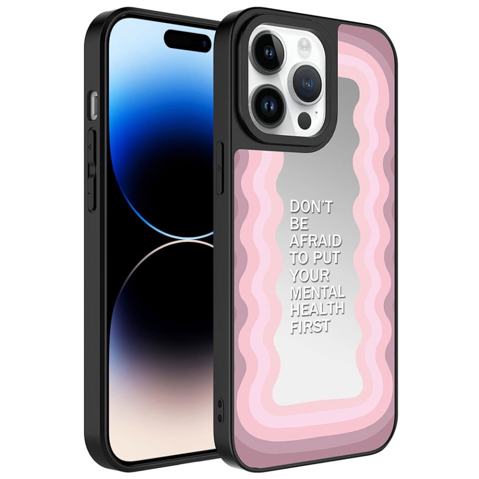 Apple iPhone 14 Pro Kılıf Aynalı Desenli Kamera Korumalı Parlak HEPTEKİLETİŞİM Mirror Kapak