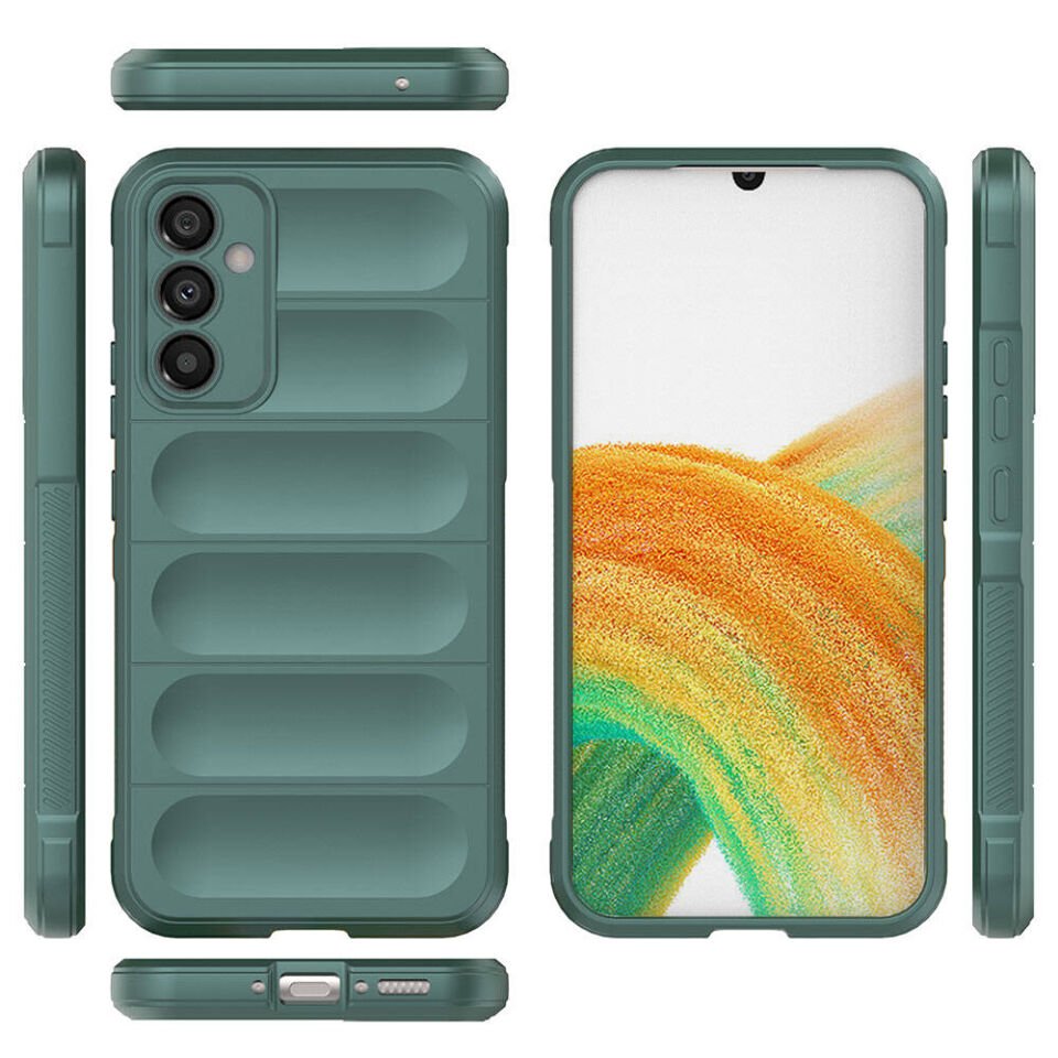 Samsung Galaxy A34 Kılıf Esnek TPU Oyuklu Arka Yüzey Tasarımlı Silikon Kapak (Etnik) Lacivert
